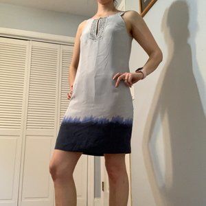 100% Silk Banana Republic Dress sz XS Silver EUC